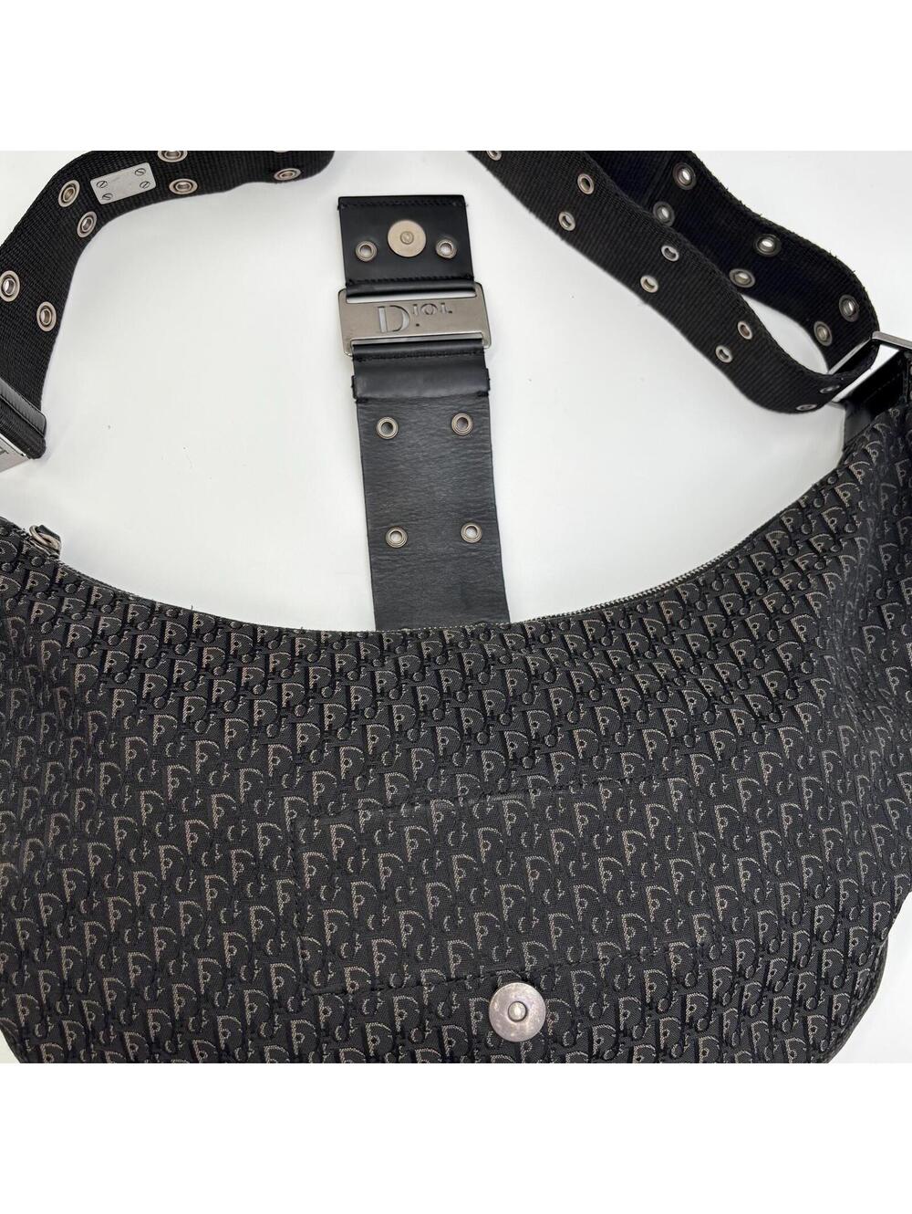 Christian Dior Vintage Black Diorissimo Monogram Saddle Messenger Shoulder Bag - Picture 8 of 13